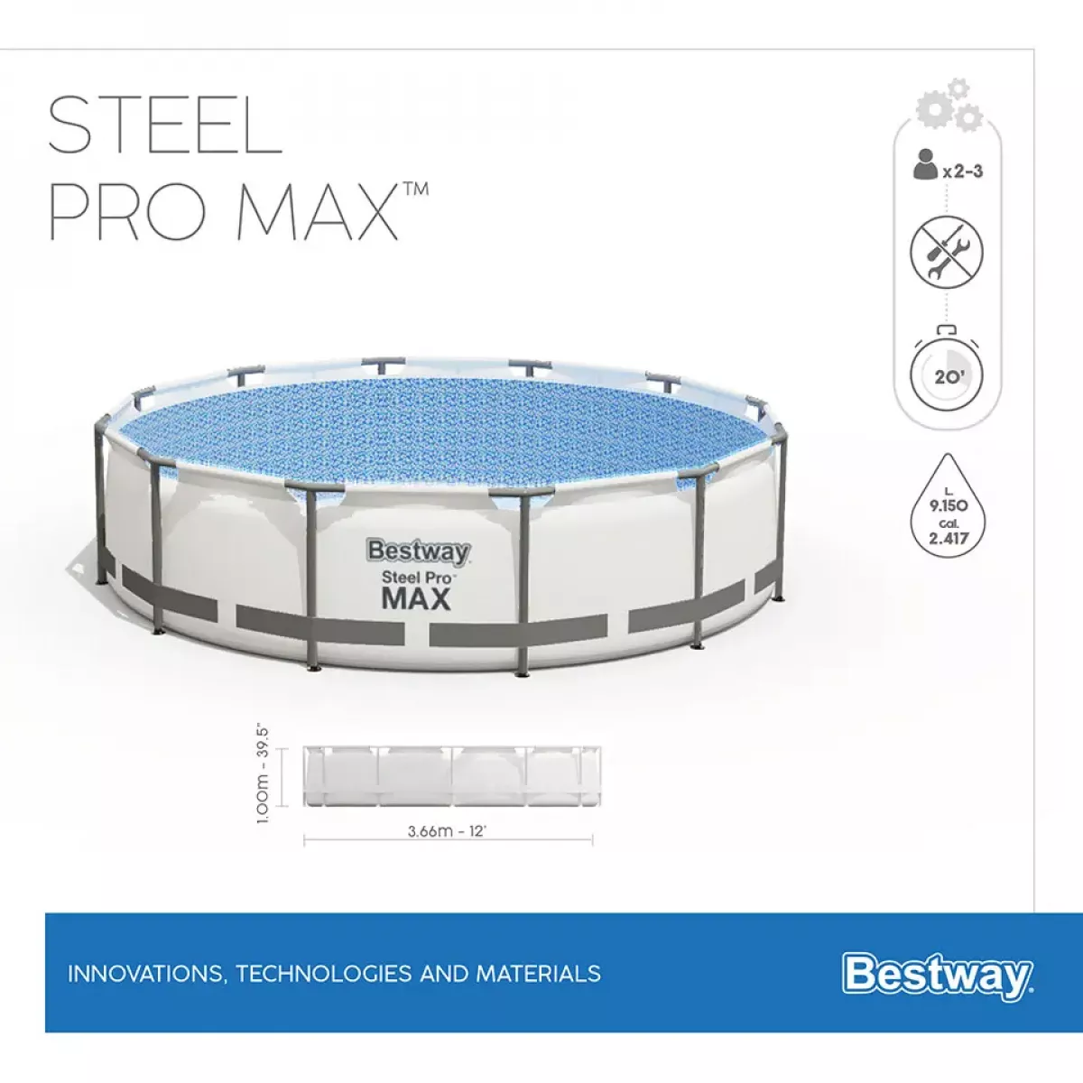 Бассейн каркасный 366x100 см круглый с фильтром и аксессуарами BESTWAY 56418 Бассейн каркасный 366x100 см круглый с фильтром и аксессуарами BESTWAY 56418