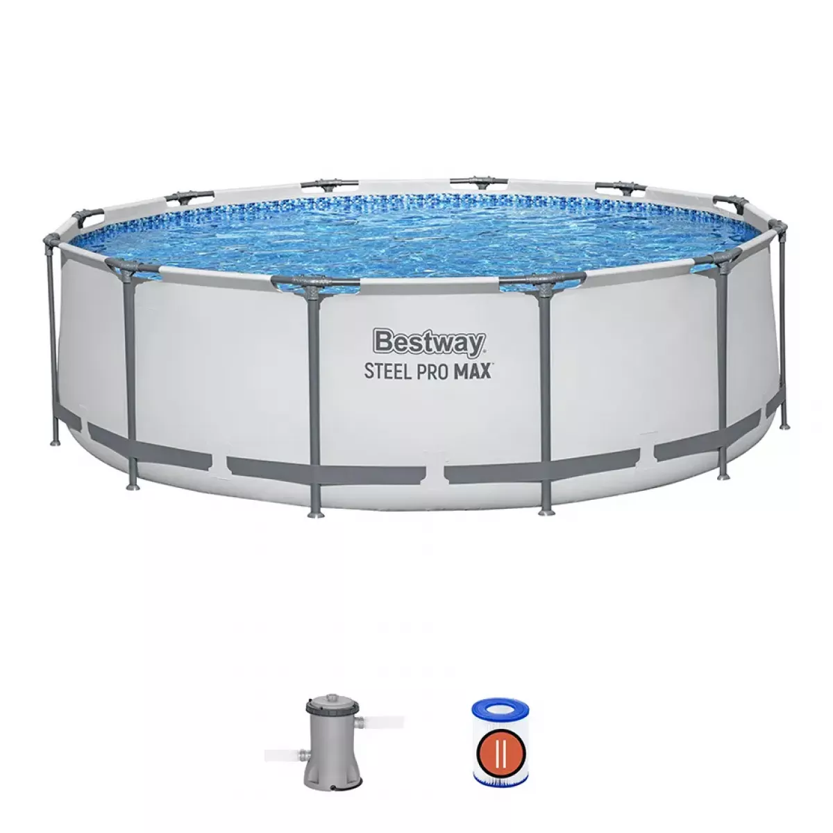 Бассейн каркасный 366x100 см с фильтром-насосом светло-серый круглый BESTWAY 56260 Бассейн каркасный 366x100 см с фильтром-насосом светло-серый круглый BESTWAY 56260